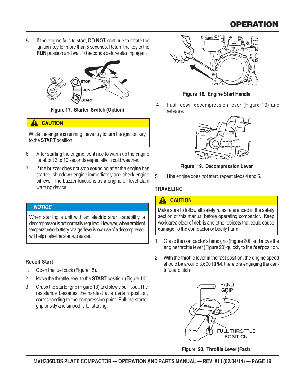 Operation | Multiquip MVH306DS User Manual | Page 19 / 74