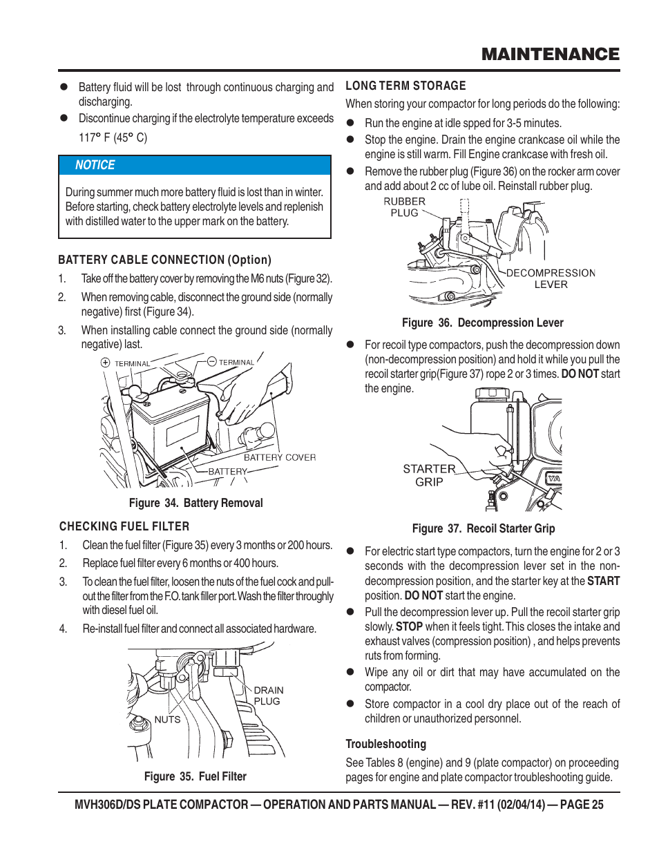 Maintenance | Multiquip MVH306DS User Manual | Page 25 / 74