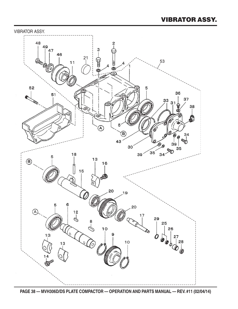 Vibrator assy | Multiquip MVH306DS User Manual | Page 38 / 74