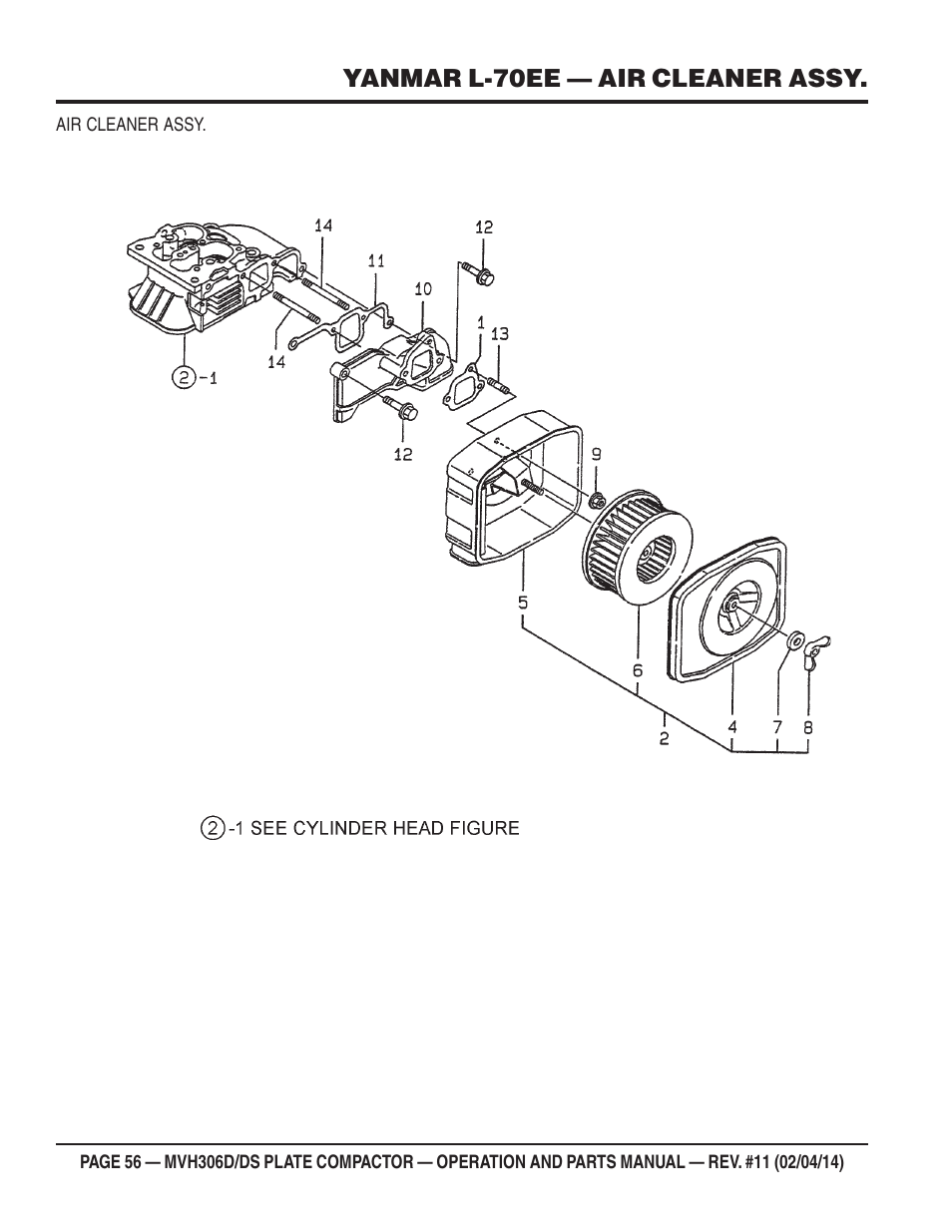 Yanmar l-70ee — air cleaner assy | Multiquip MVH306DS User Manual | Page 56 / 74