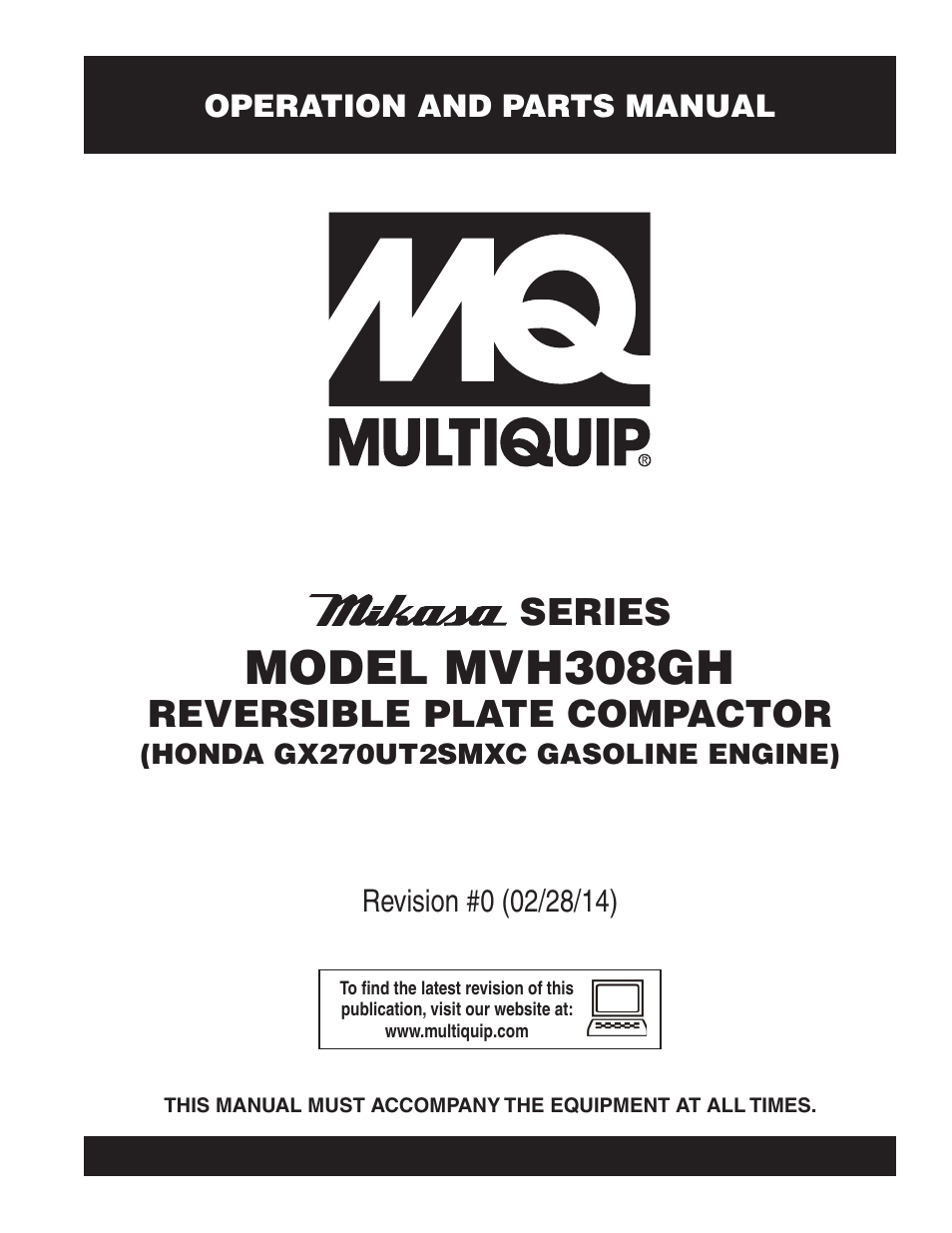 Multiquip MVH308GH User Manual | 86 pages