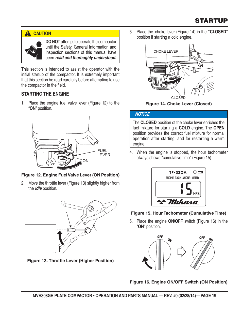 Startup | Multiquip MVH308GH User Manual | Page 19 / 86