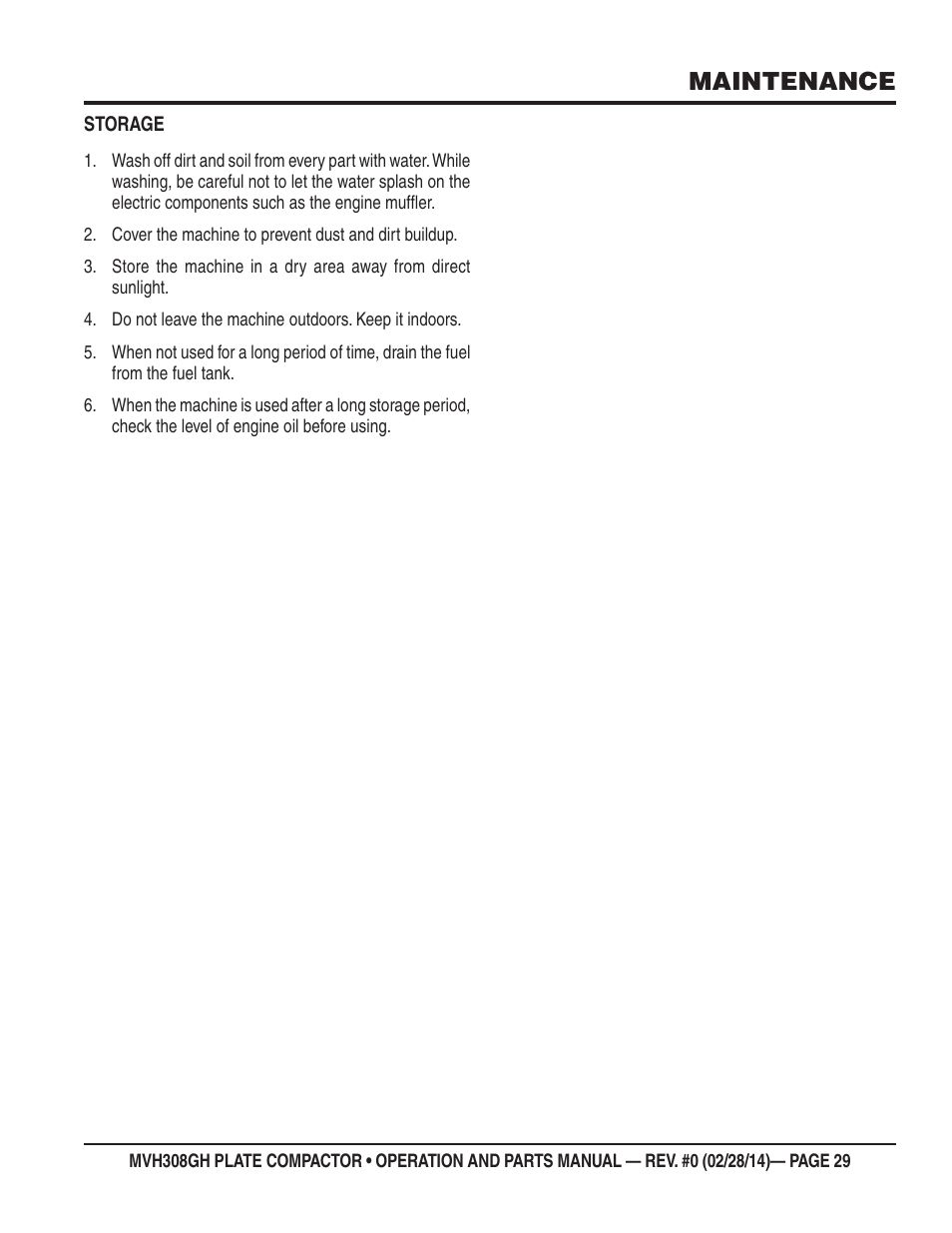Maintenance | Multiquip MVH308GH User Manual | Page 29 / 86