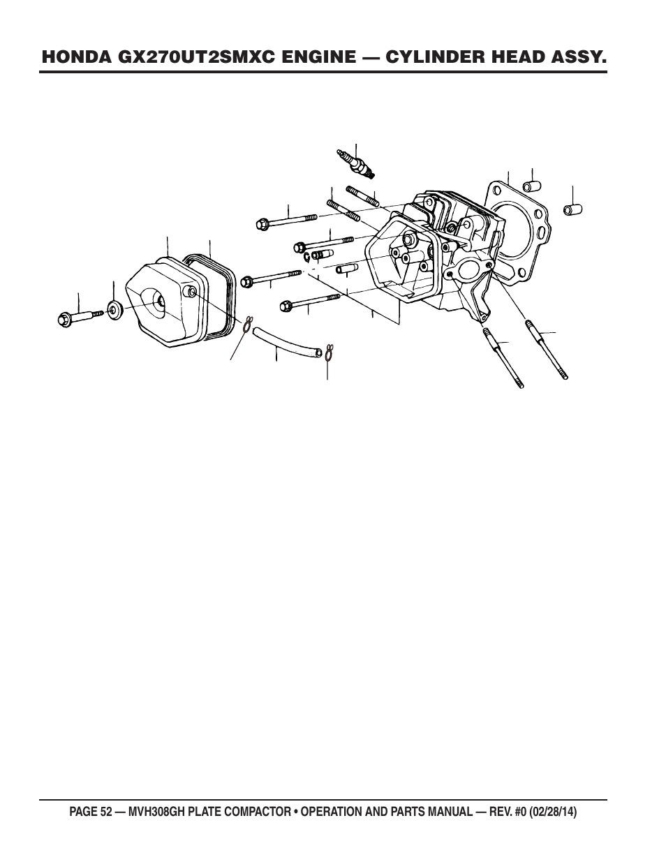 Honda gx270ut2smxc engine — cylinder head assy | Multiquip MVH308GH User Manual | Page 52 / 86