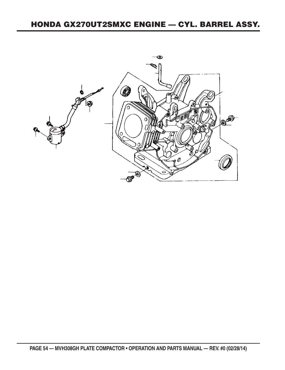 Honda gx270ut2smxc engine — cyl. barrel assy | Multiquip MVH308GH User Manual | Page 54 / 86