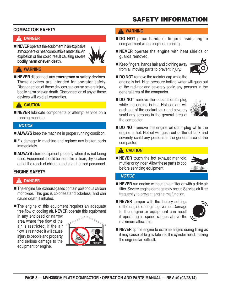 Safety information | Multiquip MVH308GH User Manual | Page 8 / 86