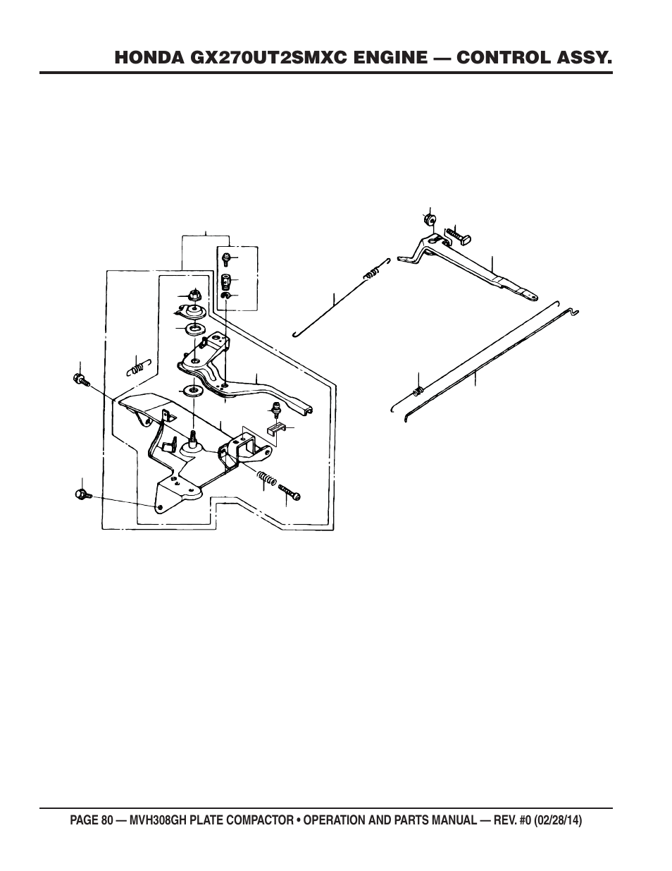 Honda gx270ut2smxc engine — control assy | Multiquip MVH308GH User Manual | Page 80 / 86