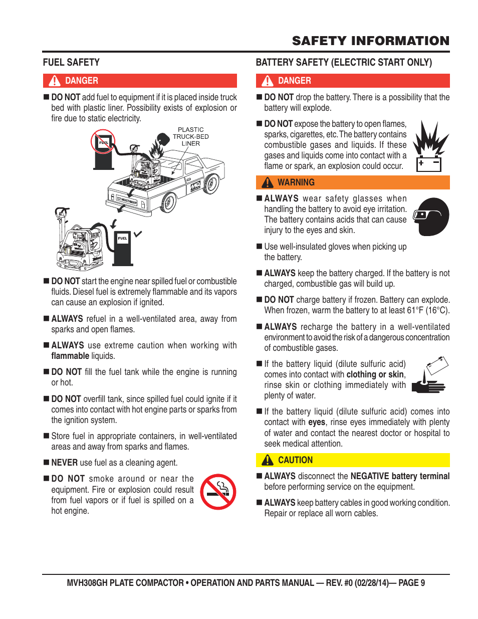 Safety information | Multiquip MVH308GH User Manual | Page 9 / 86