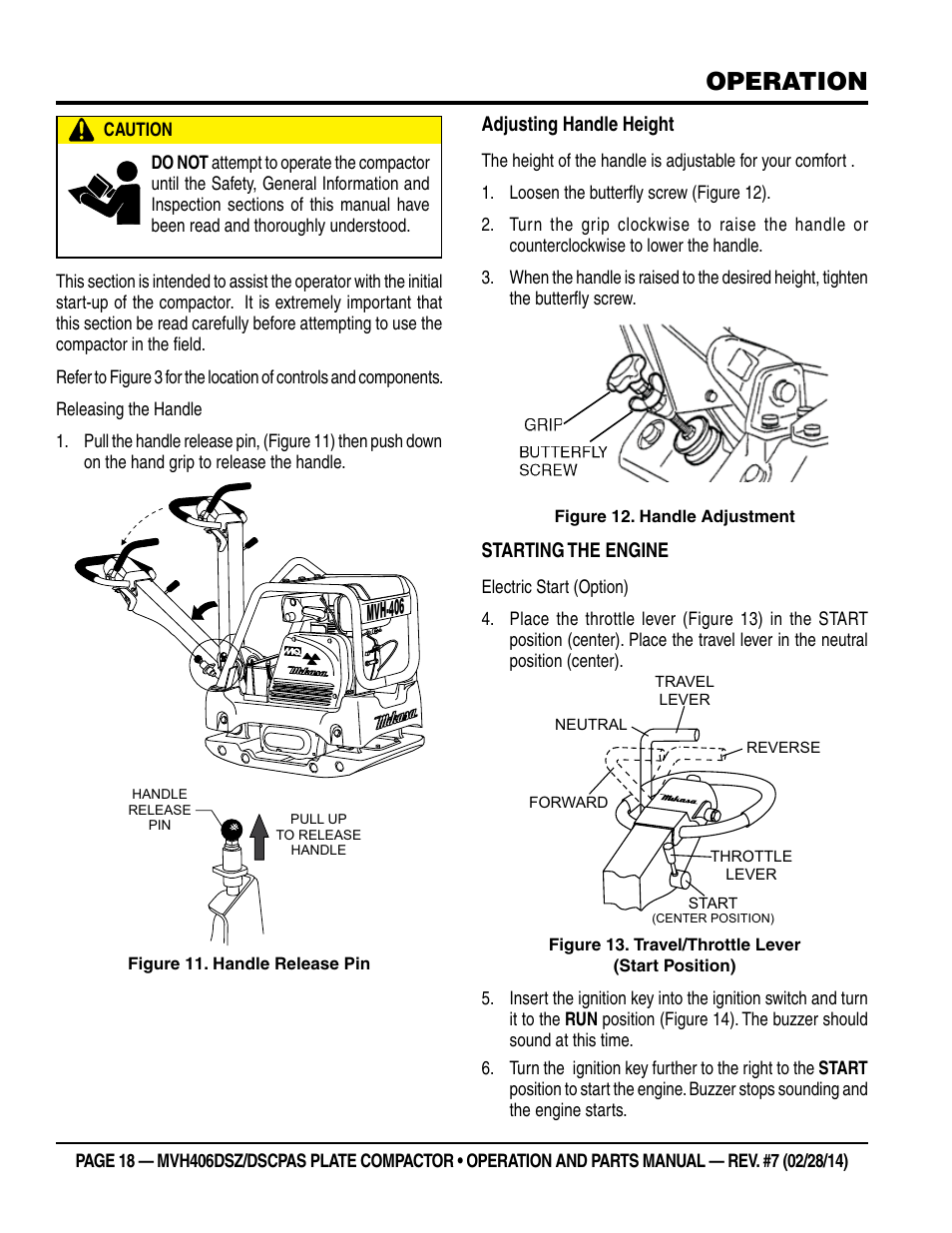 Operation, Mvh-406 | Multiquip MVH406DSCP User Manual | Page 18 / 104