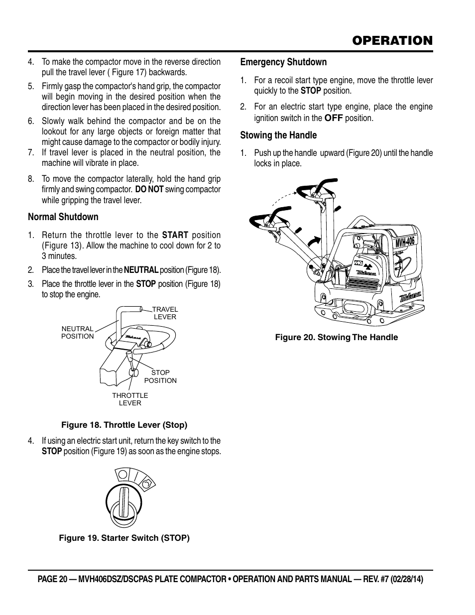 Operation, Mvh-406 | Multiquip MVH406DSCP User Manual | Page 20 / 104