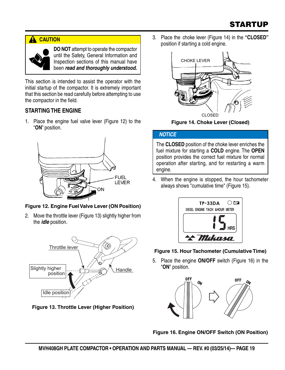 Startup | Multiquip MVH408GH User Manual | Page 19 / 86