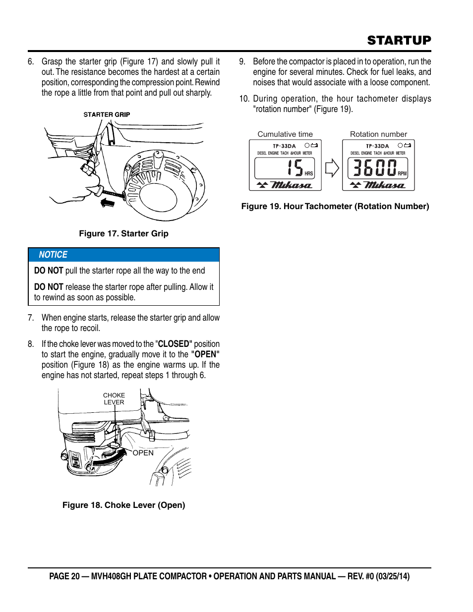 Startup | Multiquip MVH408GH User Manual | Page 20 / 86