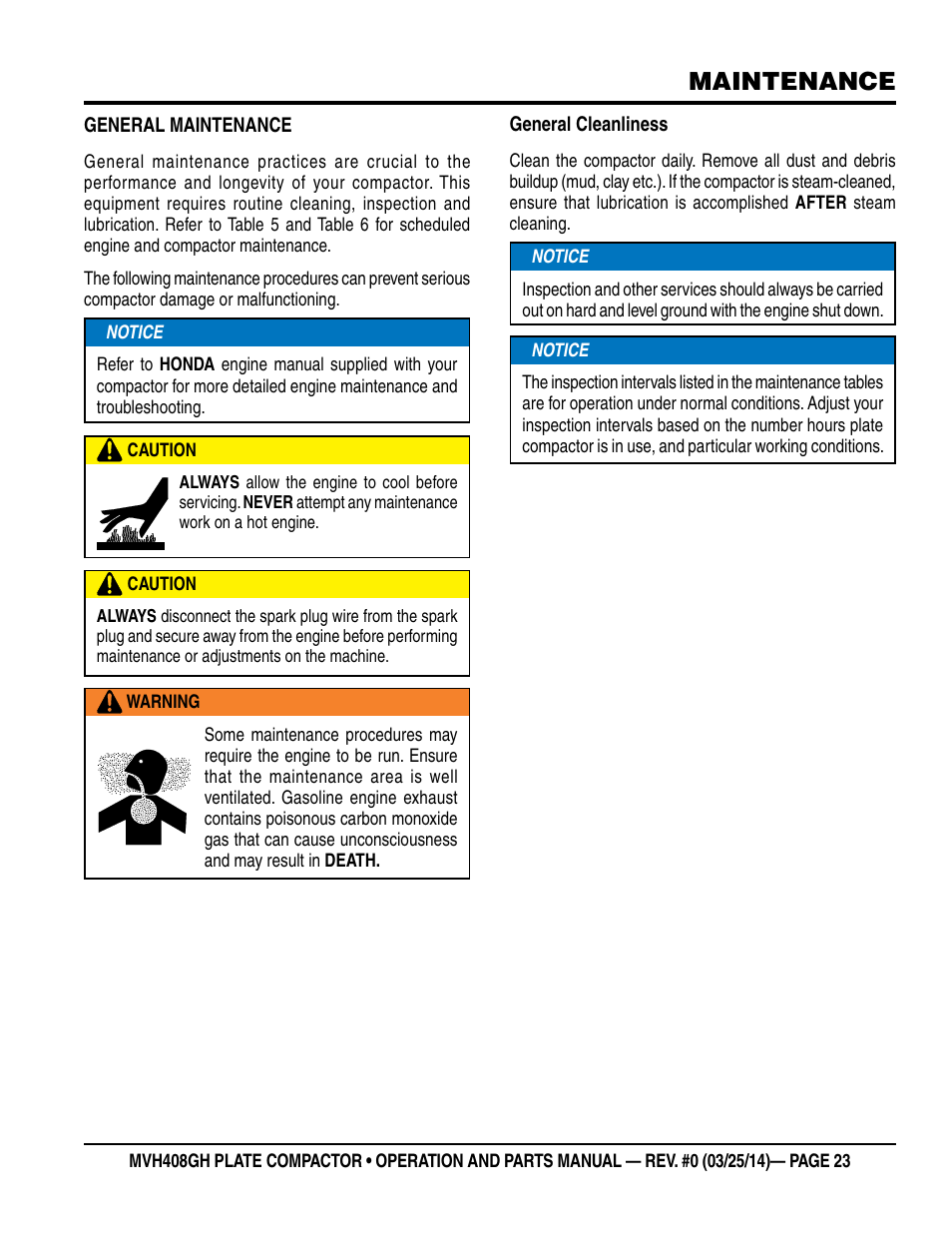Maintenance | Multiquip MVH408GH User Manual | Page 23 / 86