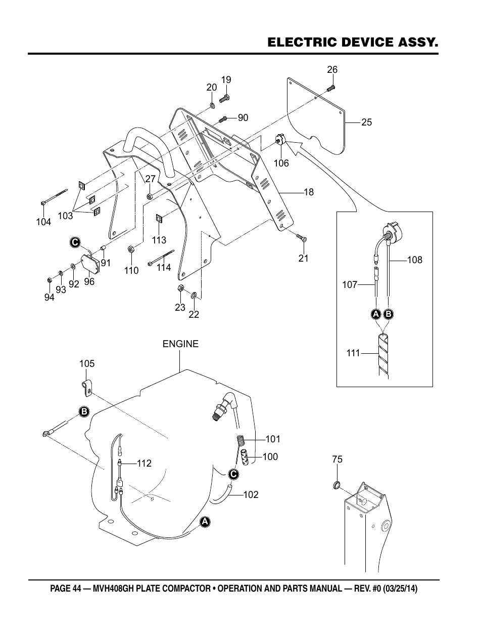 Electric device assy | Multiquip MVH408GH User Manual | Page 44 / 86