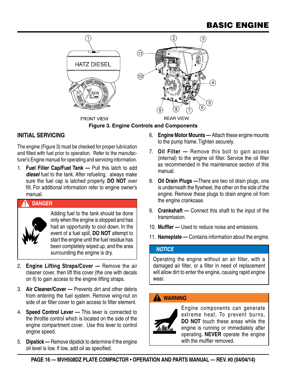 Basic engine | Multiquip MVH508DZ User Manual | Page 16 / 100