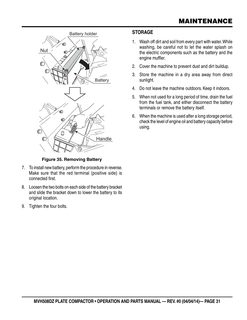 Maintenance | Multiquip MVH508DZ User Manual | Page 31 / 100