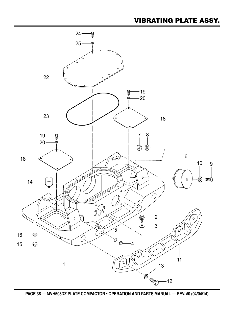 Vibrating plate assy | Multiquip MVH508DZ User Manual | Page 38 / 100