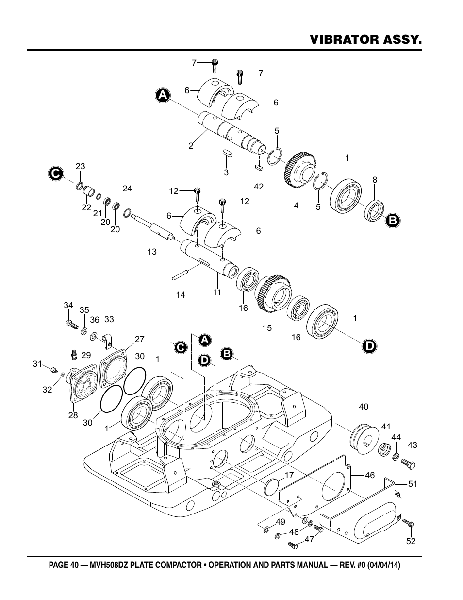 Vibrator assy | Multiquip MVH508DZ User Manual | Page 40 / 100