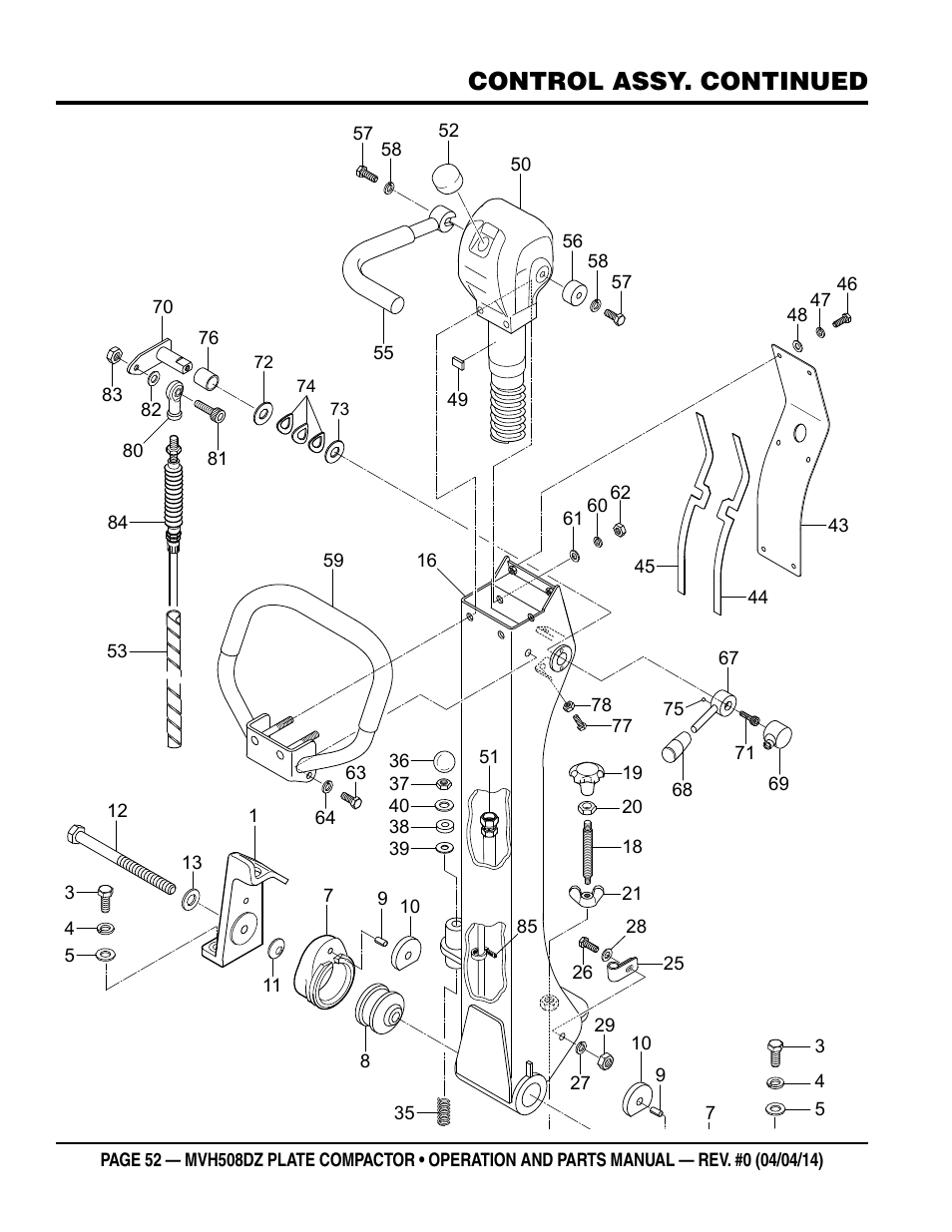Control assy. continued | Multiquip MVH508DZ User Manual | Page 52 / 100