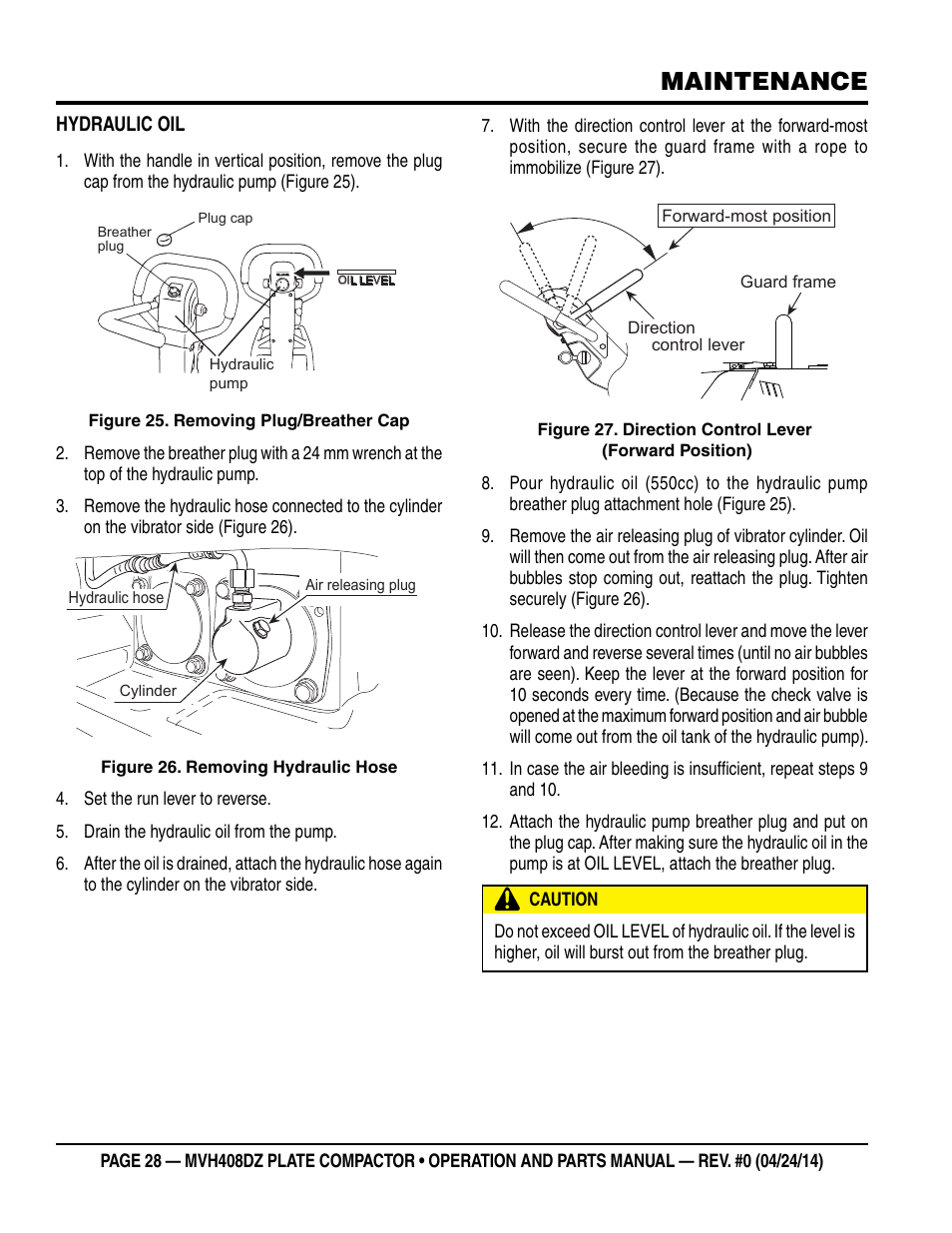 Maintenance | Multiquip MVH408DZ User Manual | Page 28 / 108