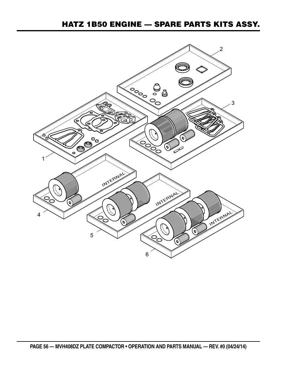Hatz 1b50 engine — spare parts kits assy | Multiquip MVH408DZ User Manual | Page 56 / 108