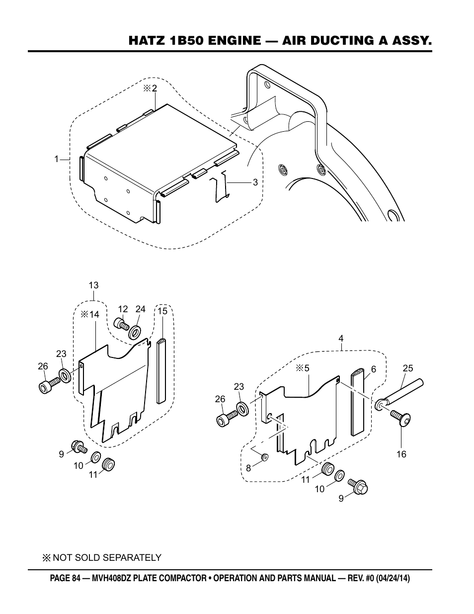 Hatz 1b50 engine — air ducting a assy | Multiquip MVH408DZ User Manual | Page 84 / 108