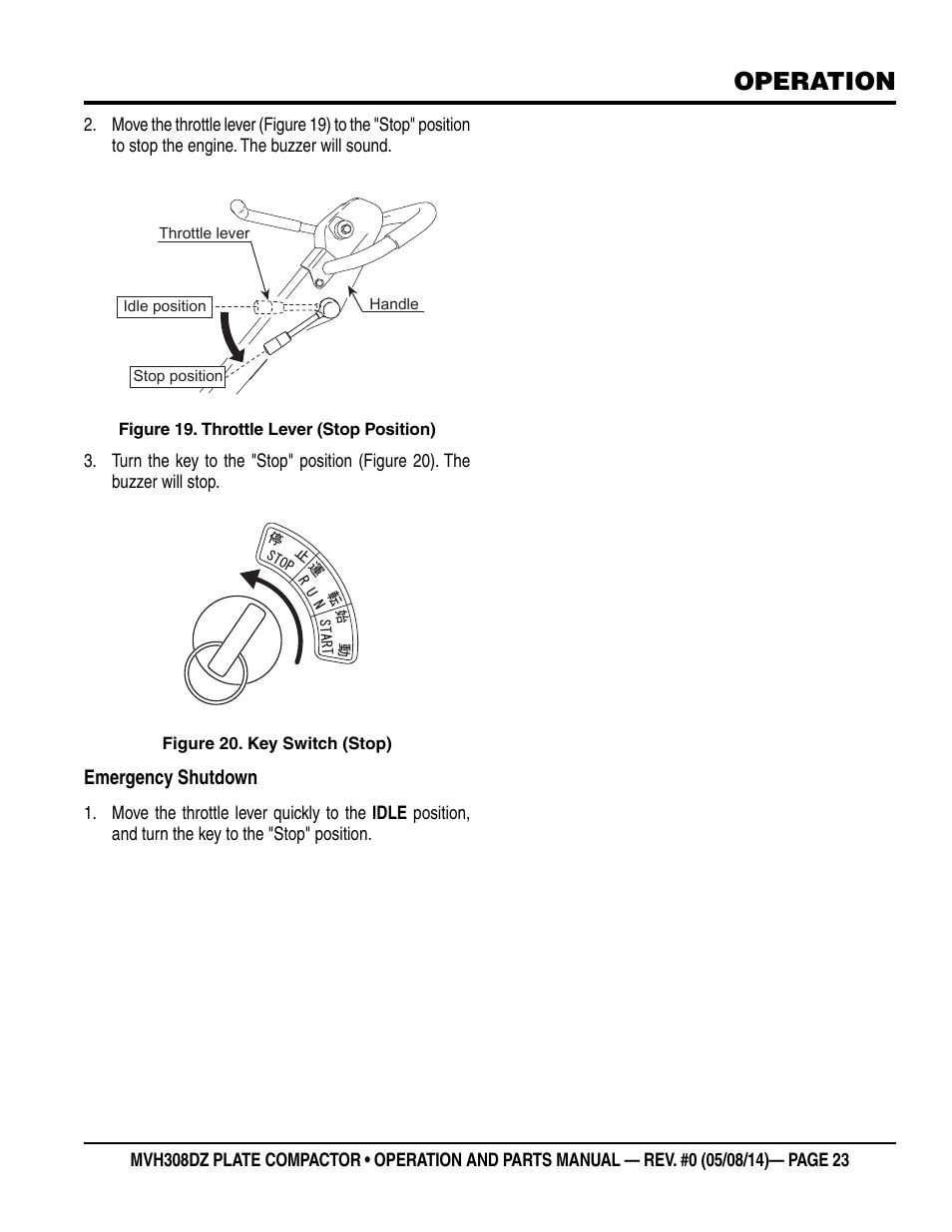 Operation | Multiquip MVH308DZ User Manual | Page 23 / 110