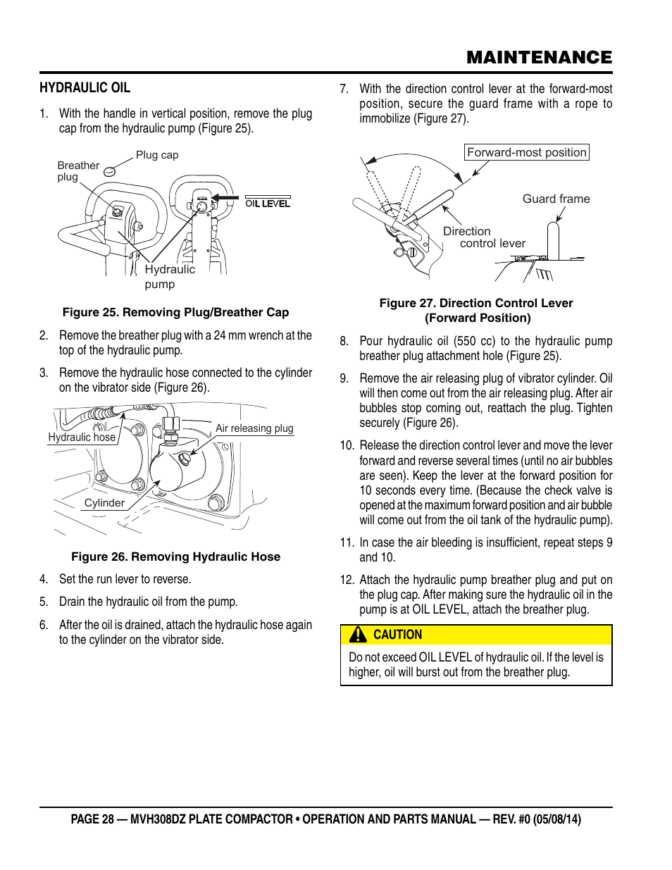 Maintenance | Multiquip MVH308DZ User Manual | Page 28 / 110