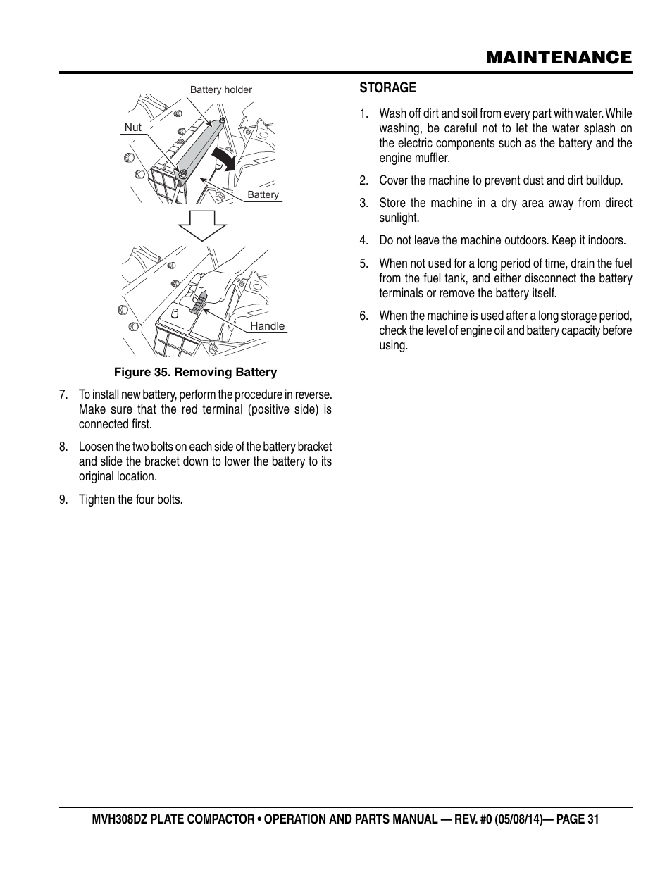 Maintenance | Multiquip MVH308DZ User Manual | Page 31 / 110