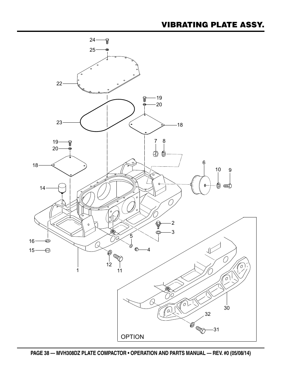 Vibrating plate assy | Multiquip MVH308DZ User Manual | Page 38 / 110