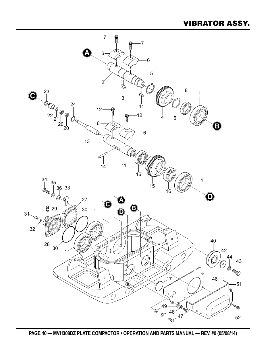 Vibrator assy | Multiquip MVH308DZ User Manual | Page 40 / 110
