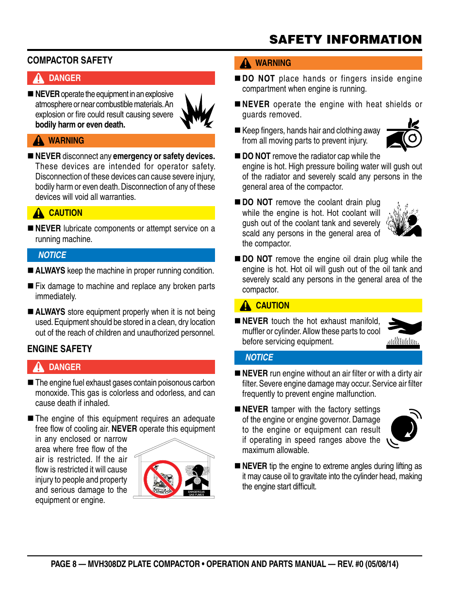Safety information | Multiquip MVH308DZ User Manual | Page 8 / 110