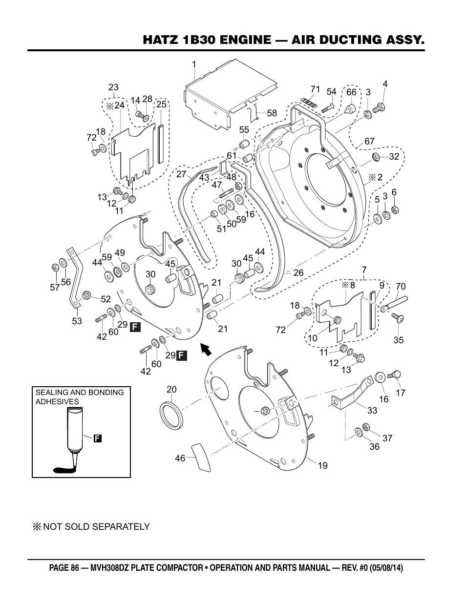 Hatz 1b30 engine — air ducting assy | Multiquip MVH308DZ User Manual | Page 86 / 110
