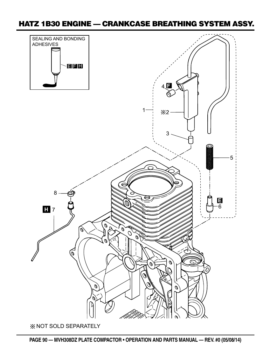Hatz 1b30 engine — crankcase breathing system assy | Multiquip MVH308DZ User Manual | Page 90 / 110