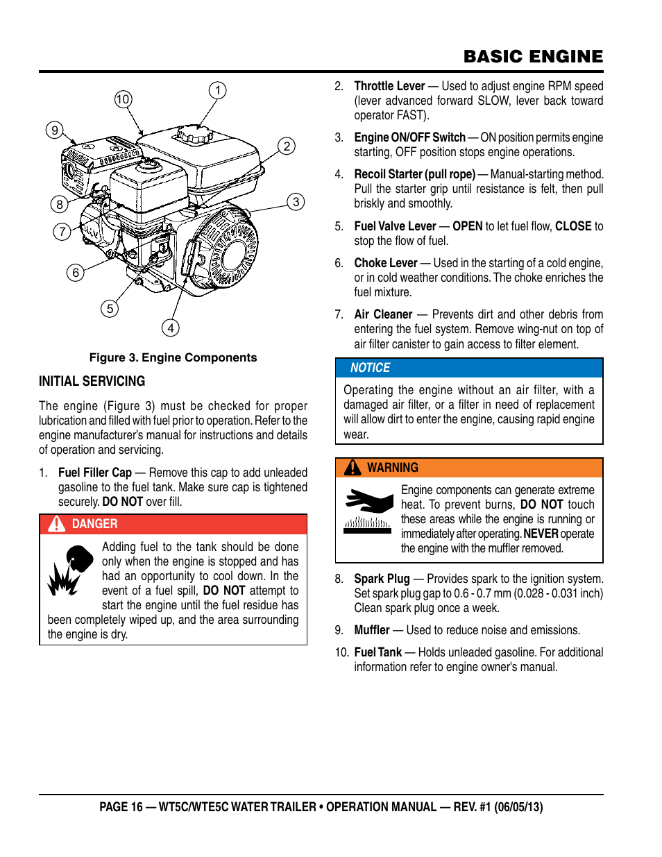Basic engine | Multiquip WTE5C Operation Manual User Manual | Page 16 / 52
