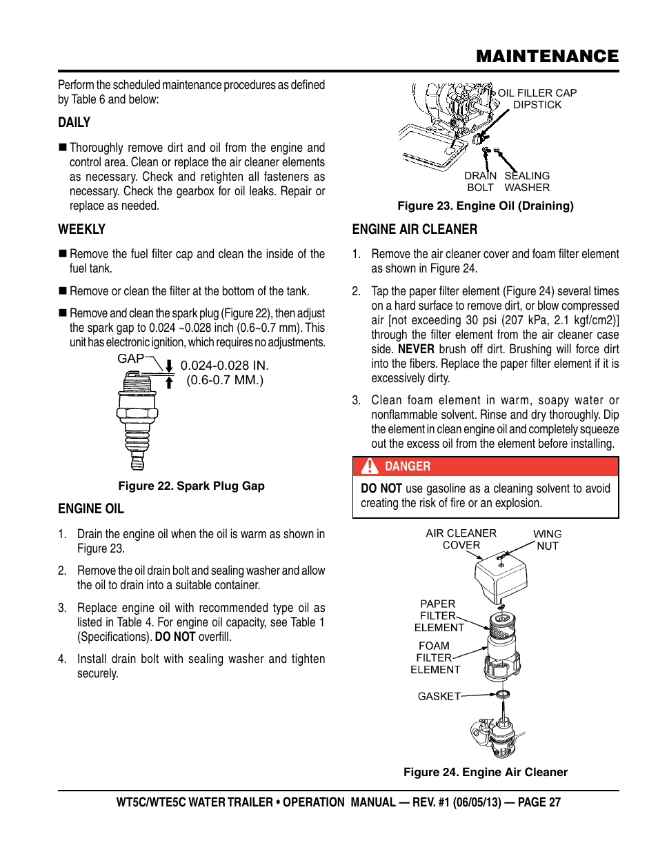 Maintenance | Multiquip WTE5C Operation Manual User Manual | Page 27 / 52