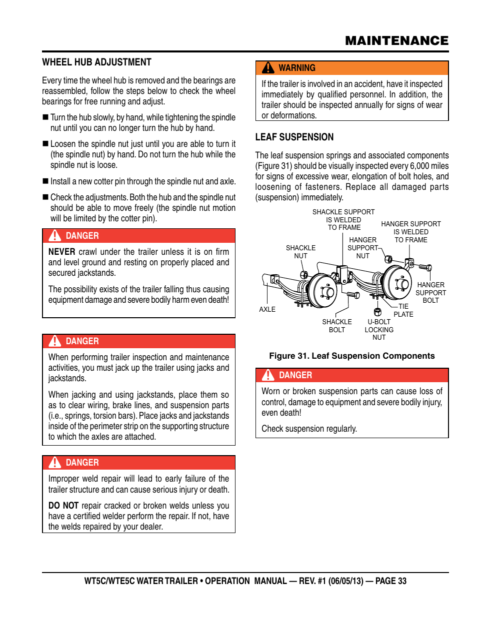 Maintenance | Multiquip WTE5C Operation Manual User Manual | Page 33 / 52