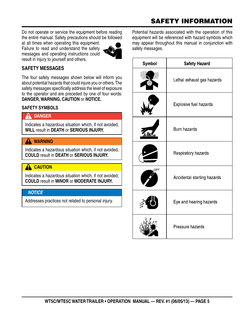 Safety information | Multiquip WTE5C Operation Manual User Manual | Page 5 / 52