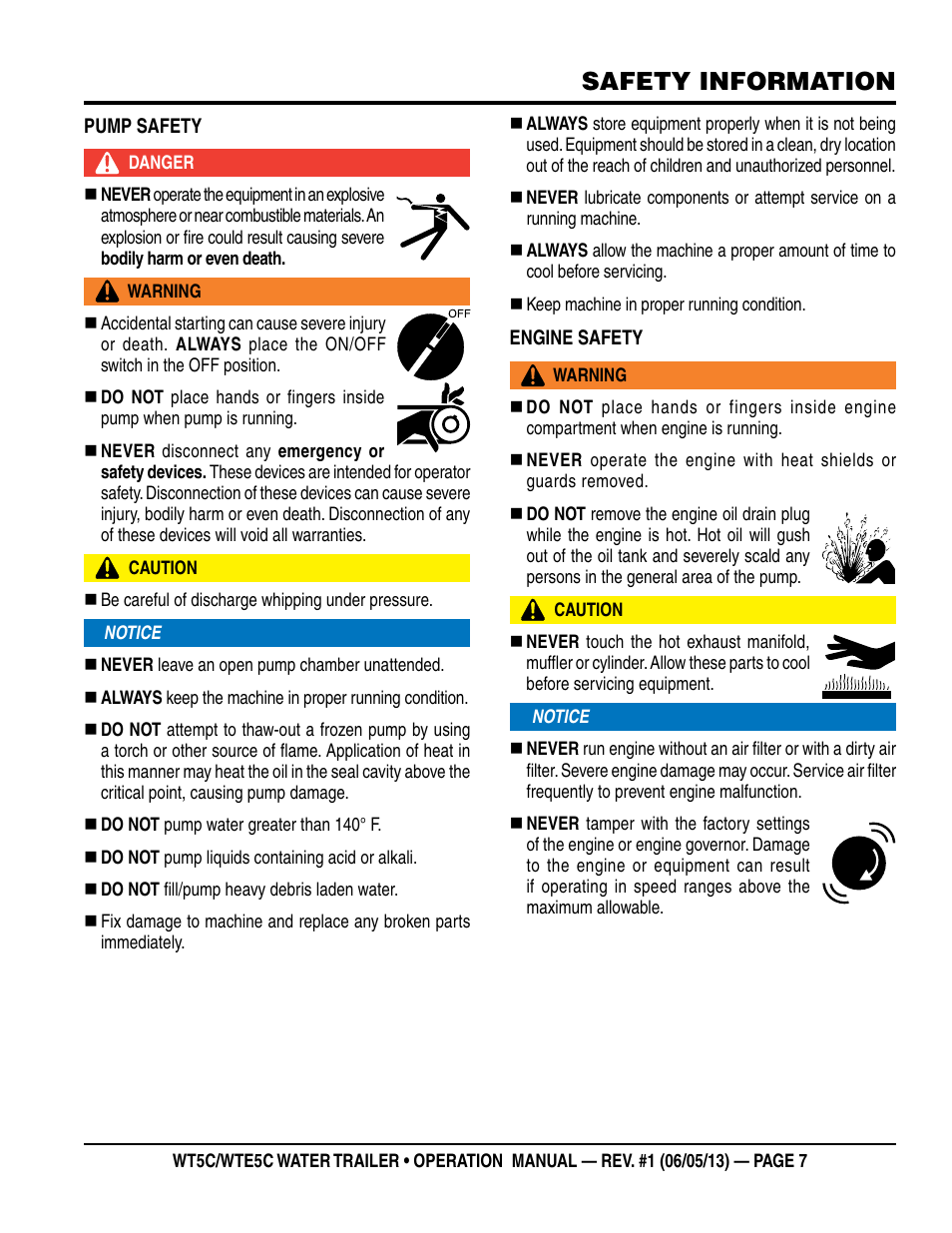 Safety information | Multiquip WTE5C Operation Manual User Manual | Page 7 / 52