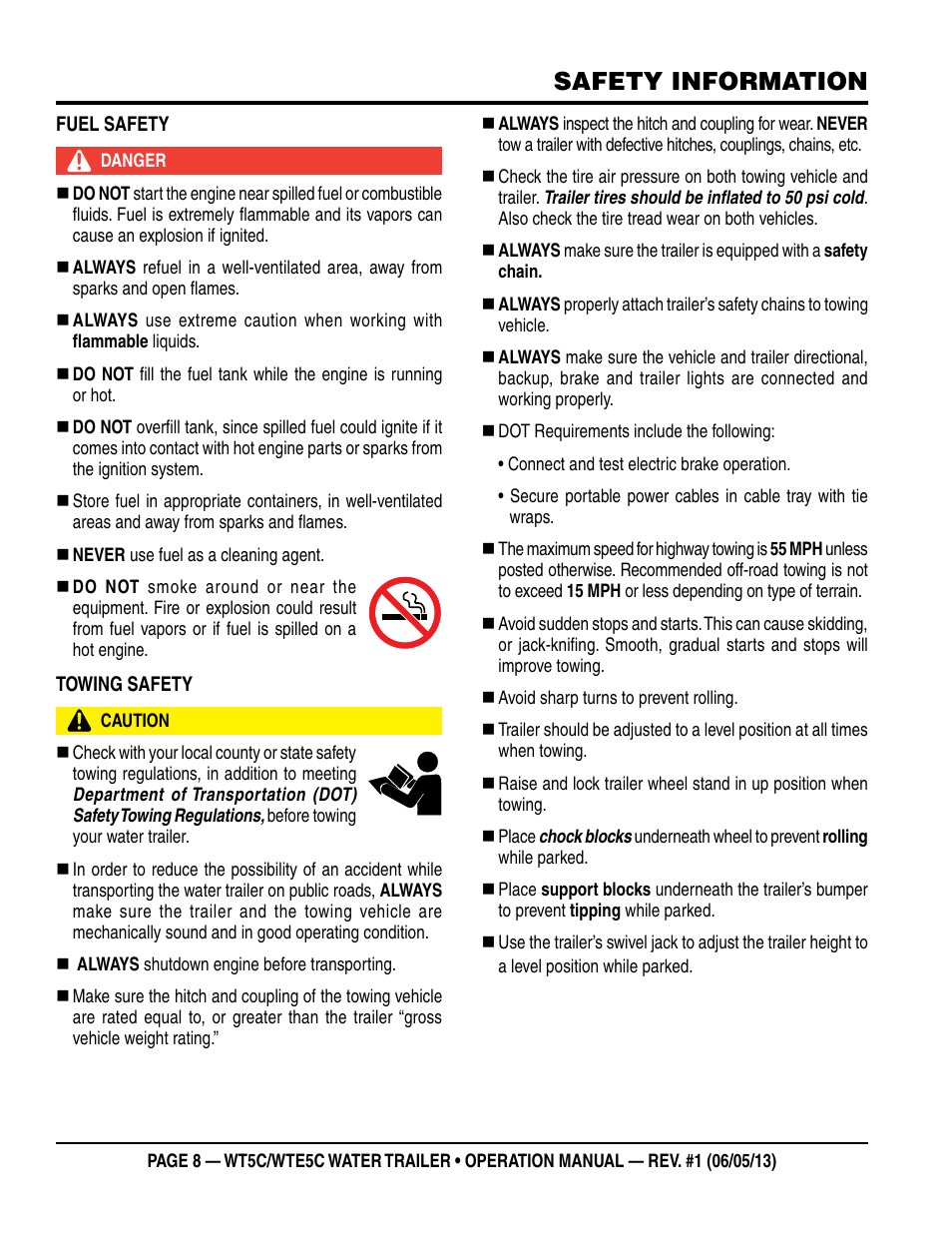 Safety information | Multiquip WTE5C Operation Manual User Manual | Page 8 / 52