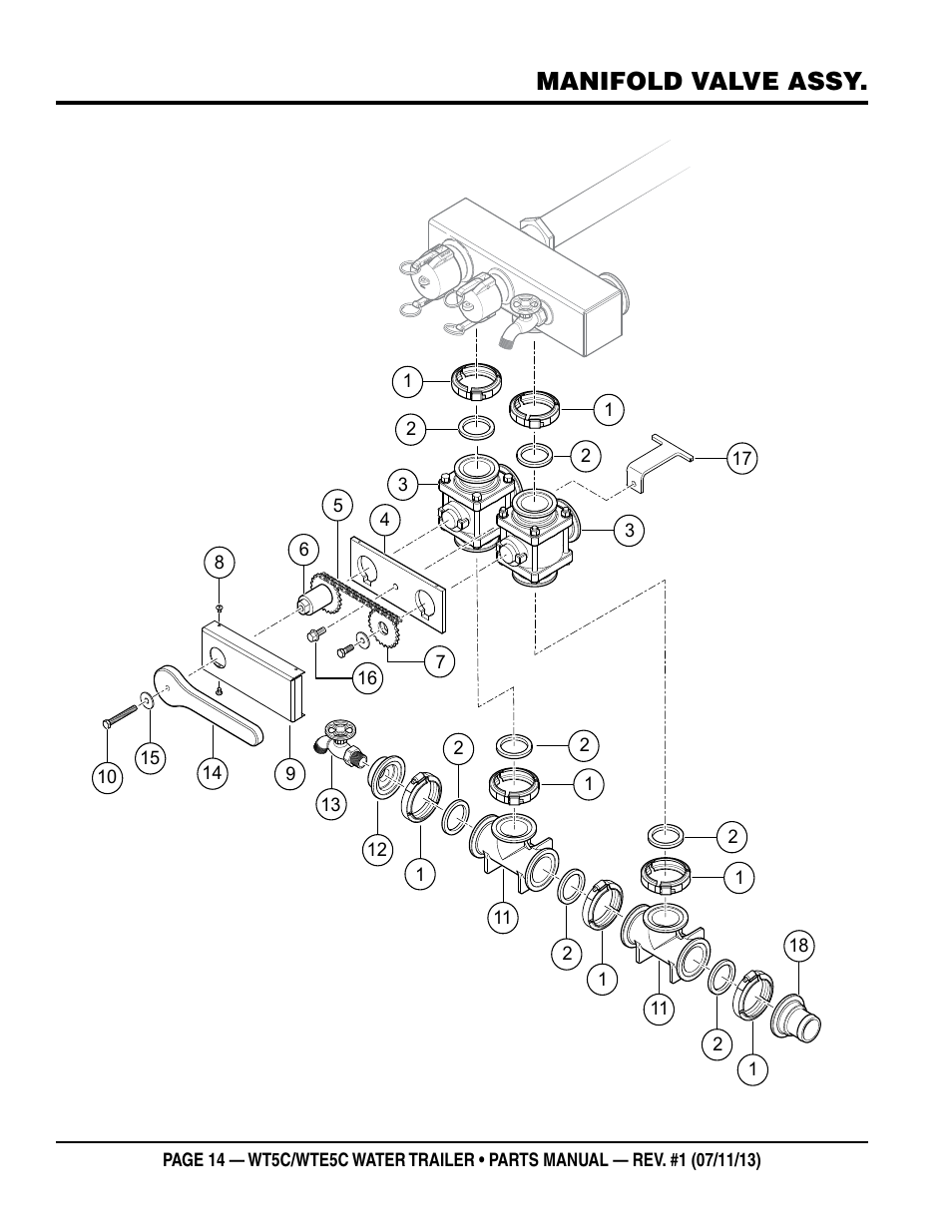 Manifold valve assy | Multiquip WTE5C Parts Manual User Manual | Page 14 / 32