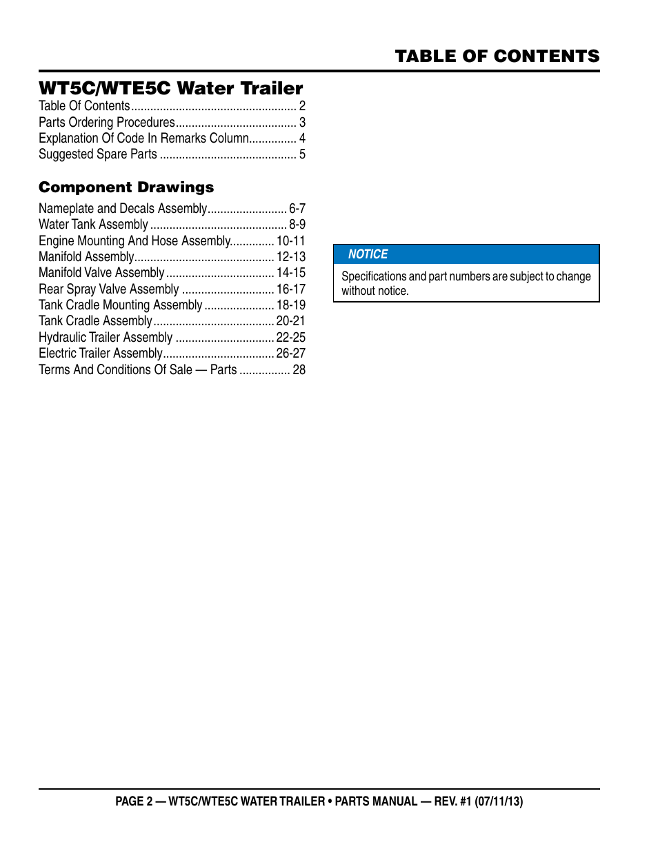 Multiquip WTE5C Parts Manual User Manual | Page 2 / 32