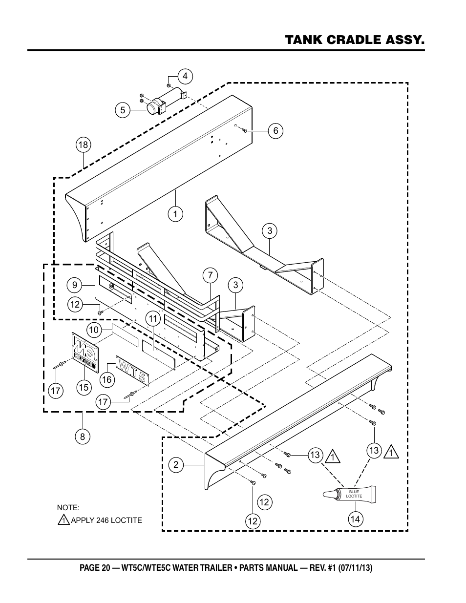 Tank cradle assy | Multiquip WTE5C Parts Manual User Manual | Page 20 / 32