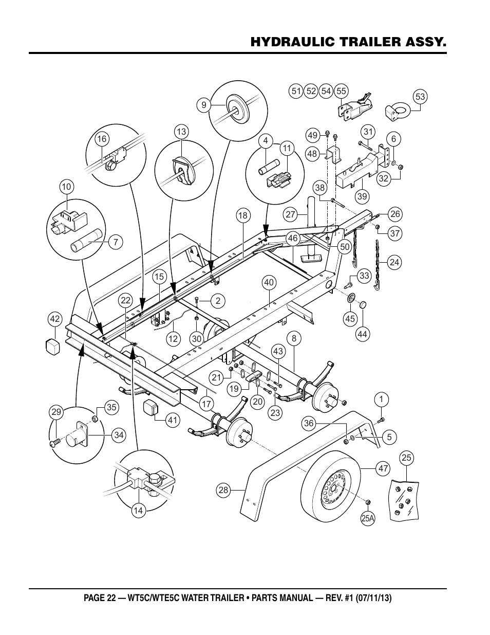 Hydraulic trailer assy | Multiquip WTE5C Parts Manual User Manual | Page 22 / 32