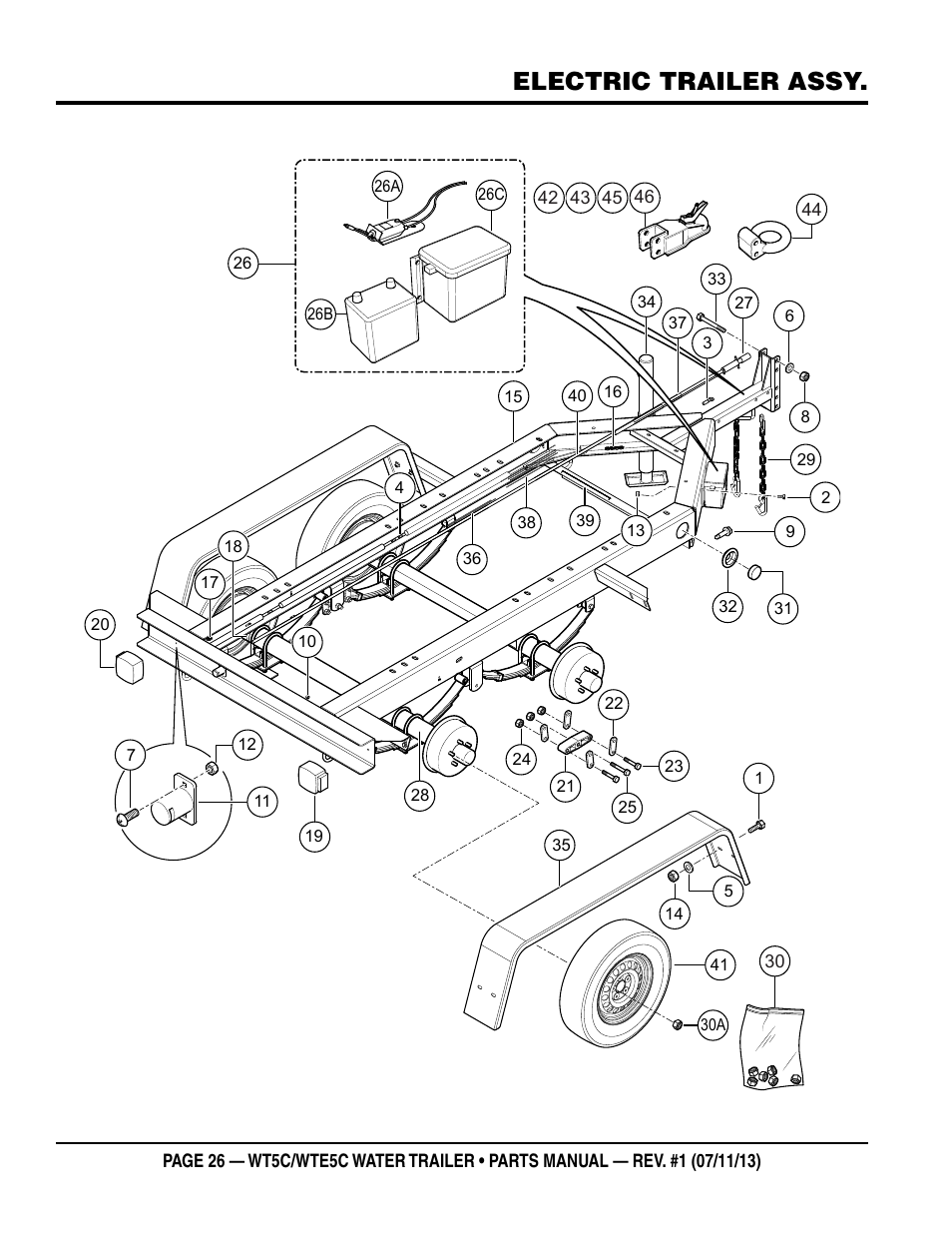 Electric trailer assy | Multiquip WTE5C Parts Manual User Manual | Page 26 / 32