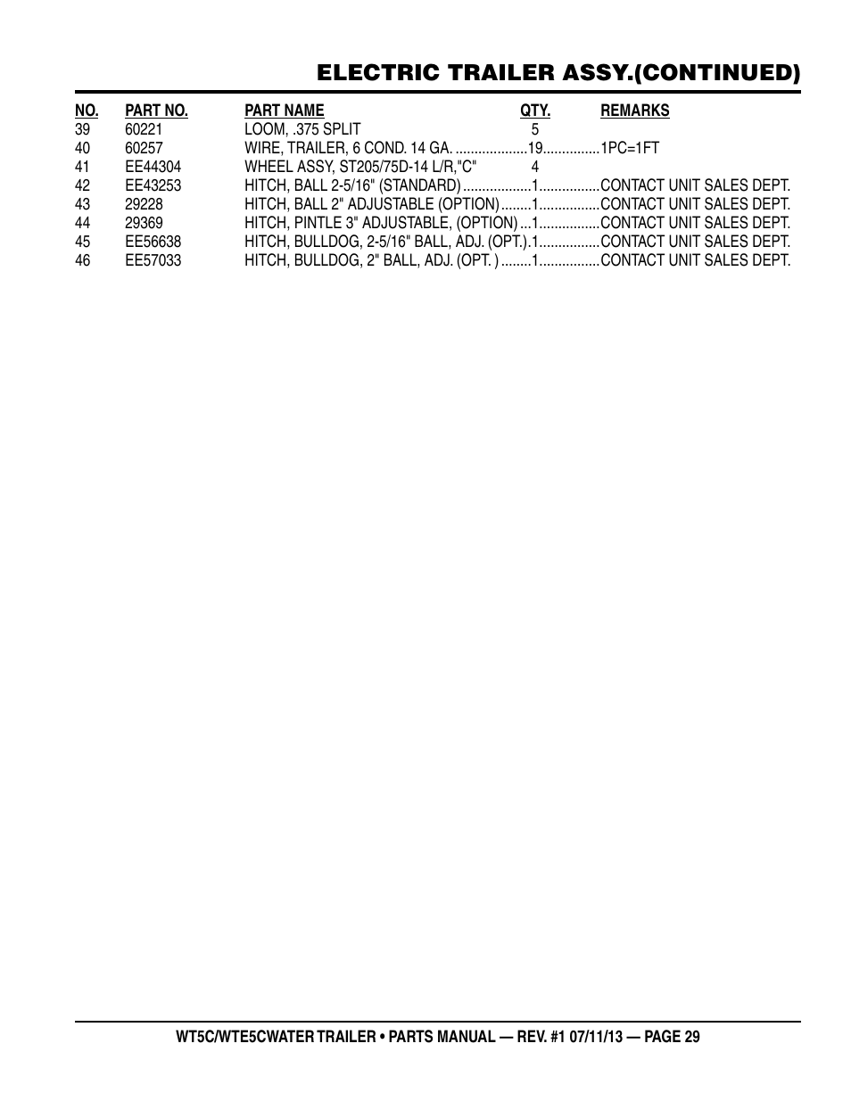 Electric trailer assy.(continued) | Multiquip WTE5C Parts Manual User Manual | Page 29 / 32