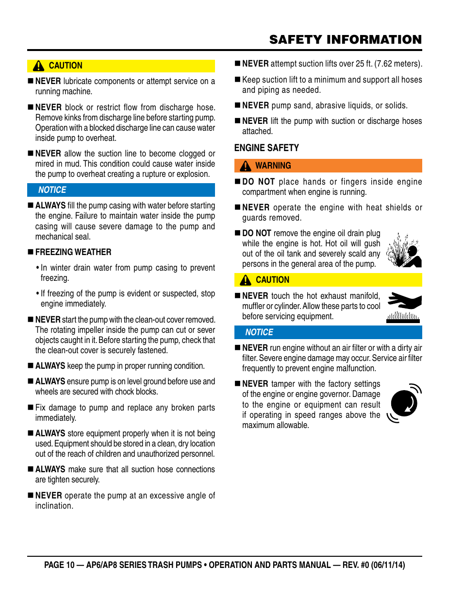 Safety information | Multiquip AP6 Series User Manual | Page 10 / 124