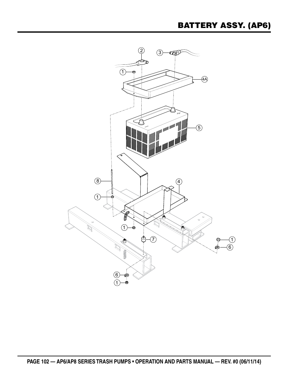 Battery assy. (ap6) | Multiquip AP6 Series User Manual | Page 102 / 124