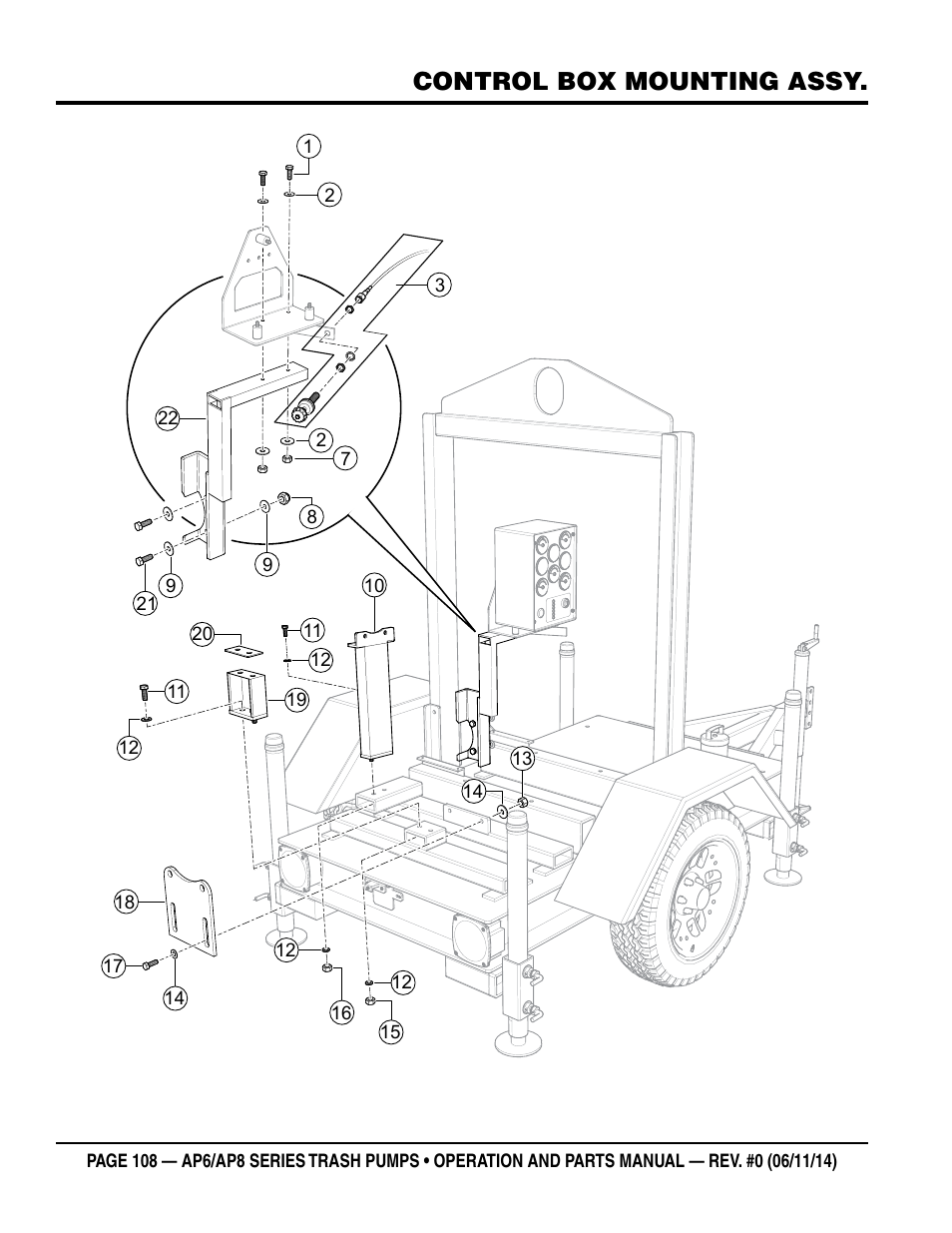 Control box mounting assy | Multiquip AP6 Series User Manual | Page 108 / 124