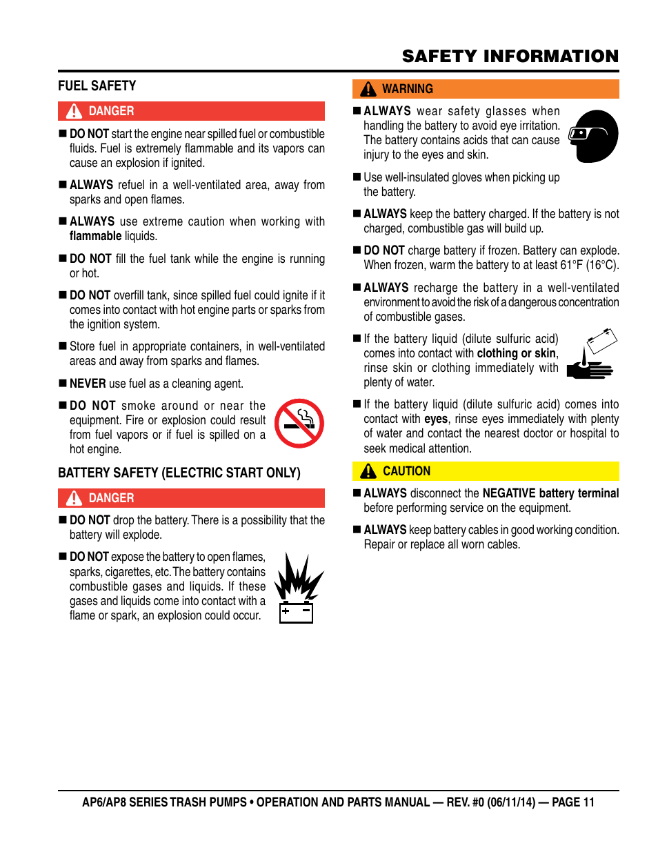 Safety information | Multiquip AP6 Series User Manual | Page 11 / 124